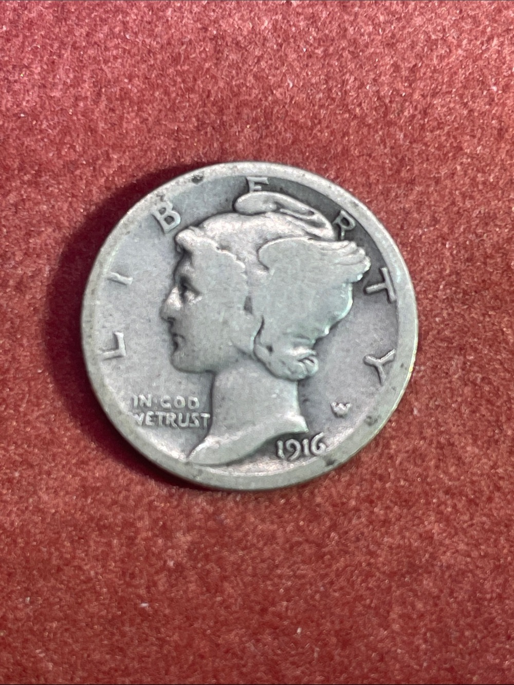 Vintage 1916 S  Mercury Dime 90% silver first year minted